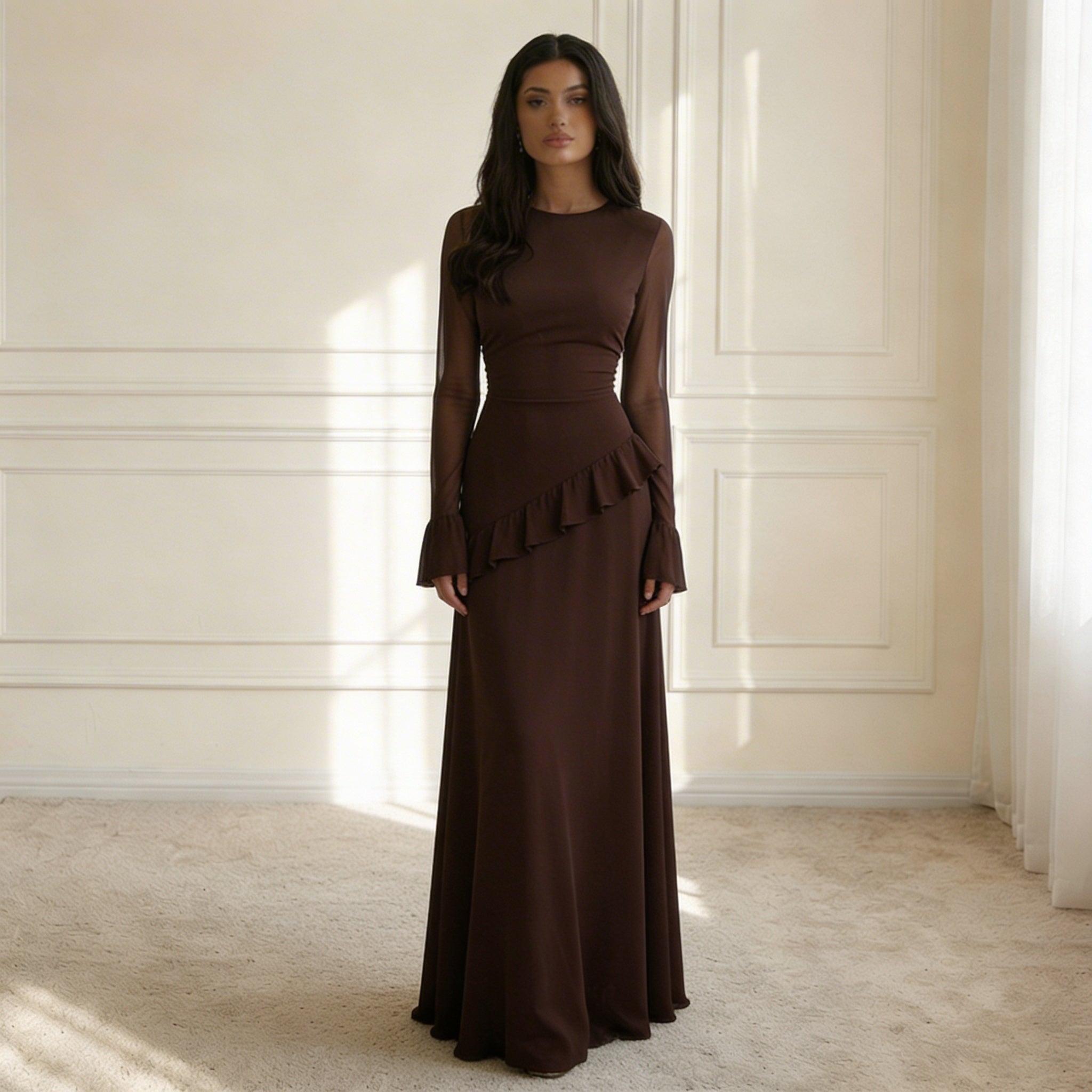 Robe longue femme corsage ajusté silhouette allongeante – Image 5