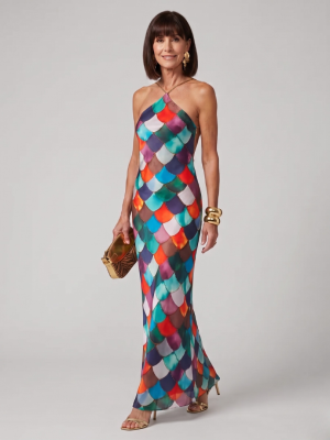 Robe femme col licou tissu lisse à enfiler