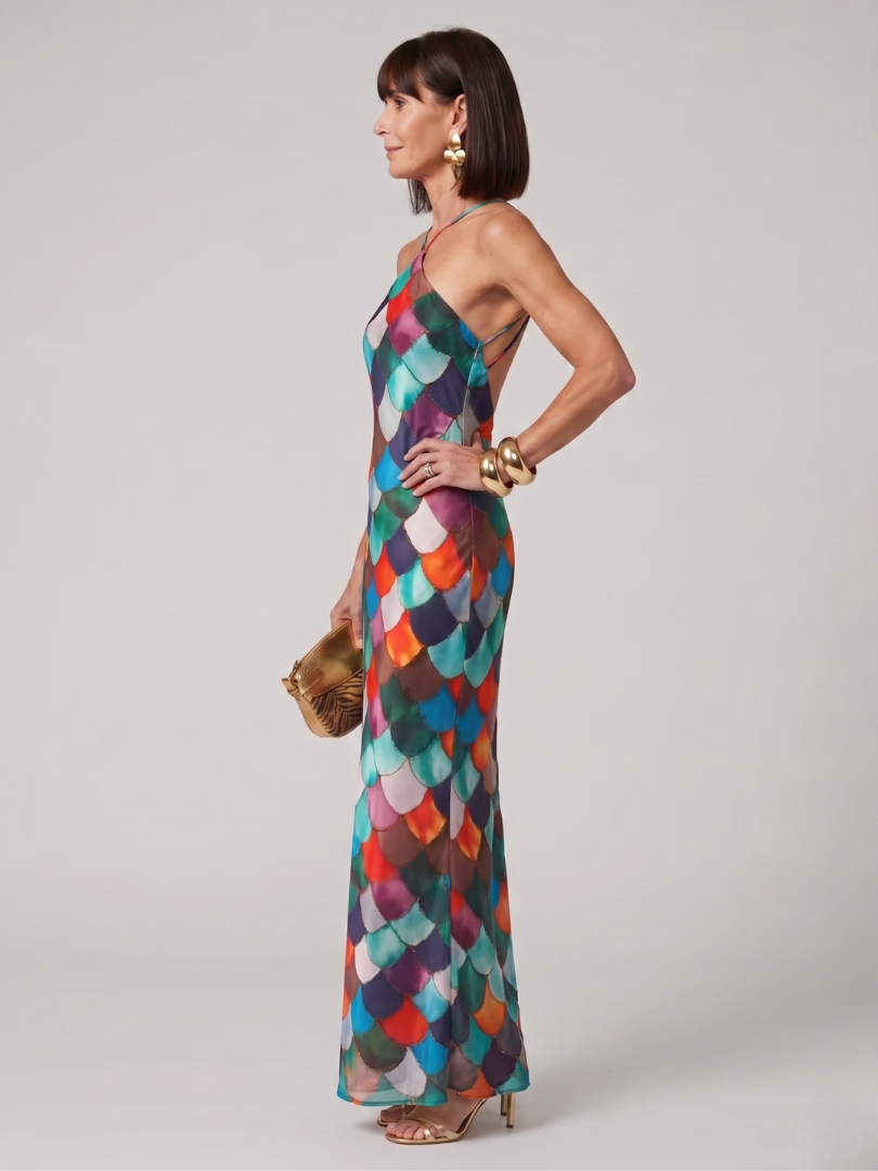 Robe femme col licou tissu lisse à enfiler – Image 2