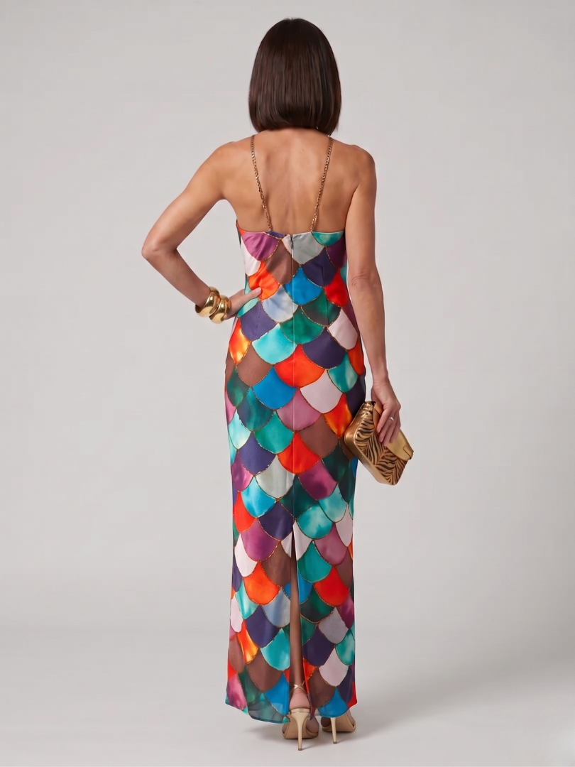 Robe femme col licou tissu lisse à enfiler – Image 4