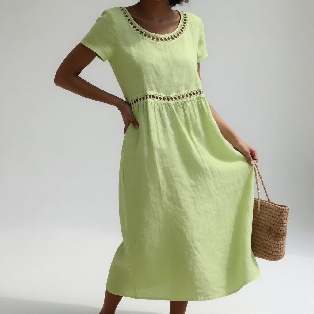 Robe femme coton coupe empire estivale midi – Image 4