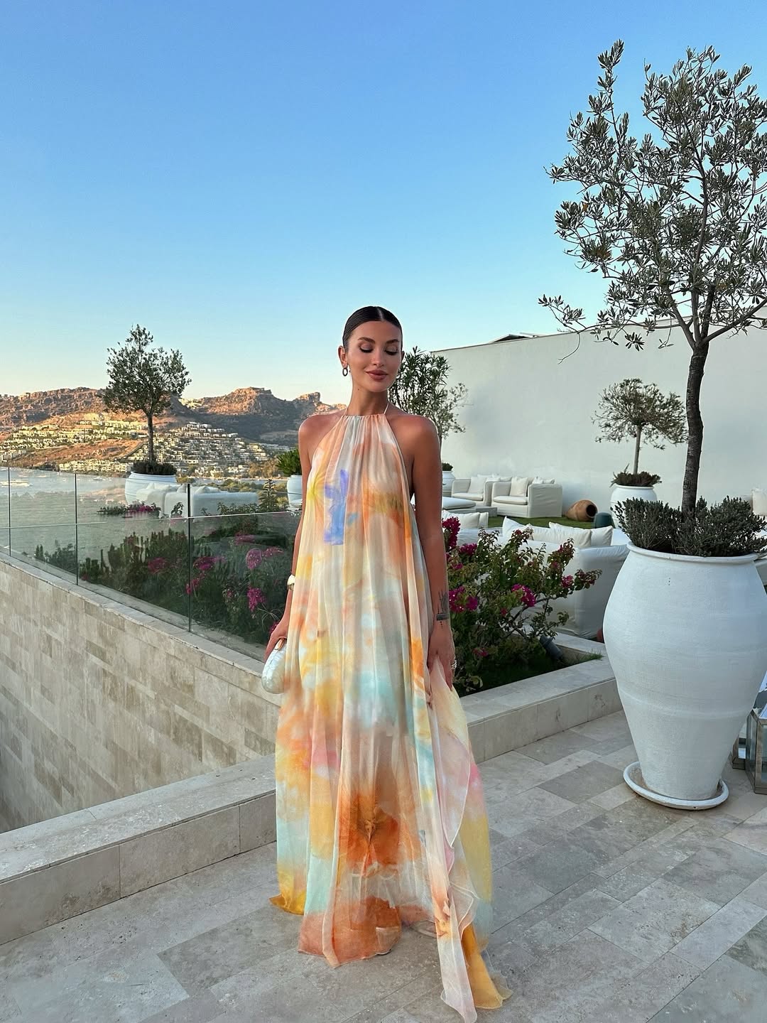 Robe femme col halter mousseline légère dos nu – Image 2
