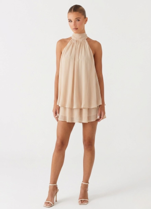 Robe femme mousseline col halter