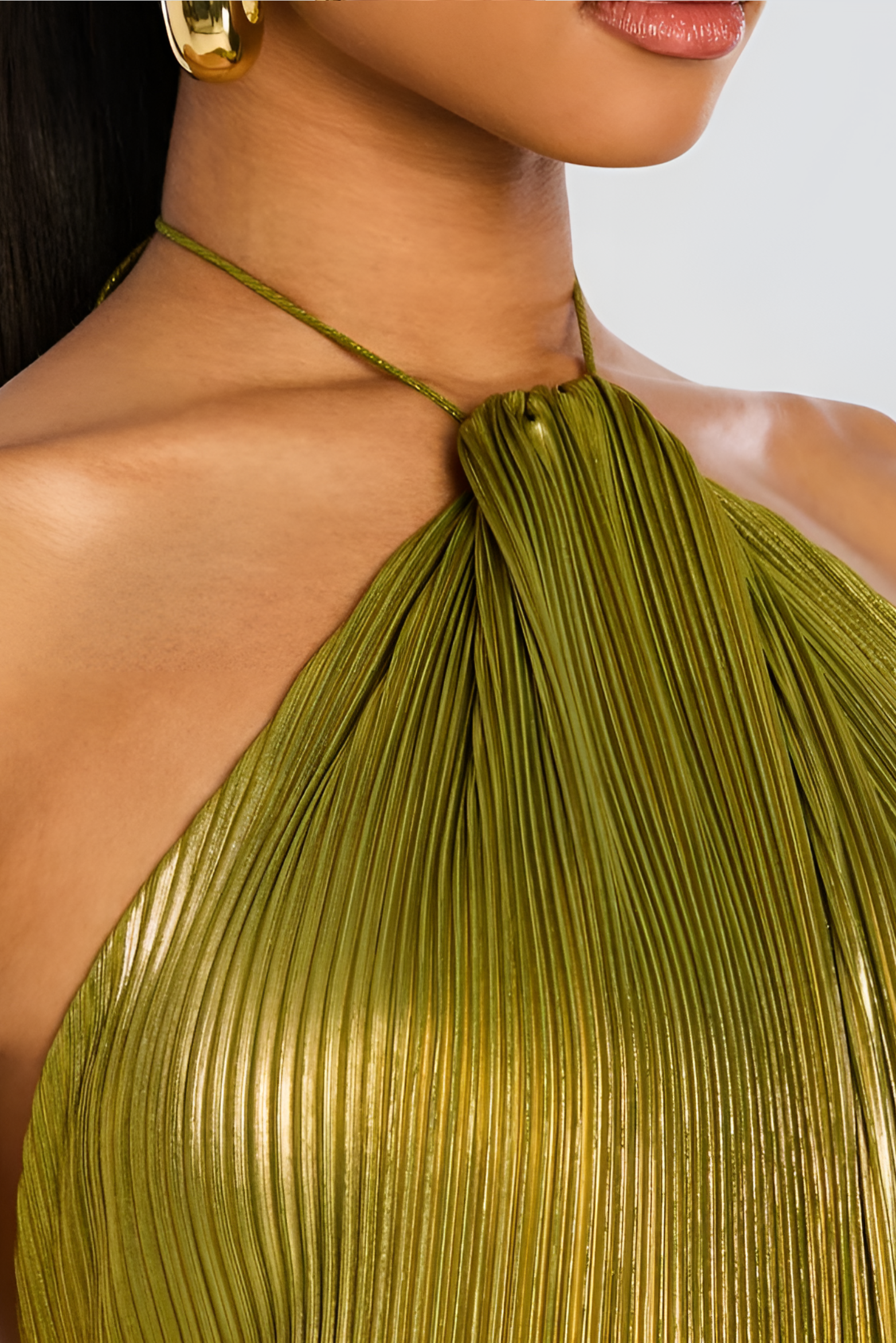 Robe femme halter plissée fente latérale élégante – Image 8