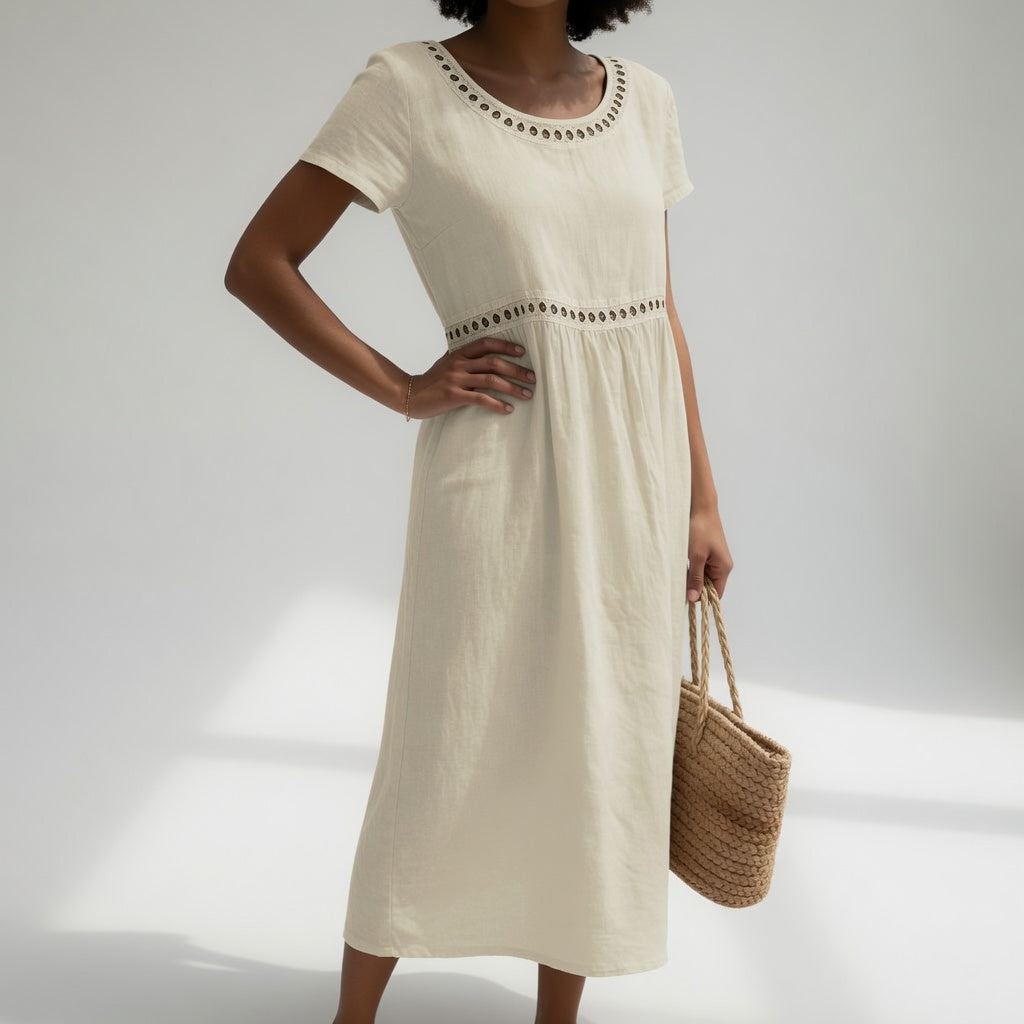 Robe femme coton coupe empire estivale midi – Image 6
