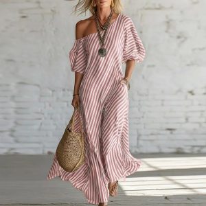 Robe femme rayée coupe fluide tissu respirant