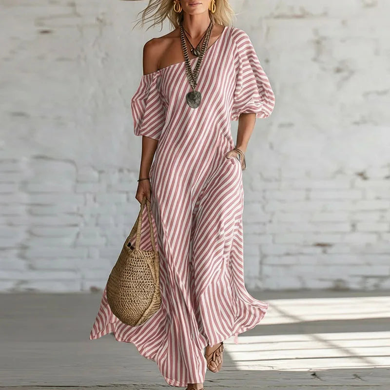 Robe femme rayée coupe fluide tissu respirant