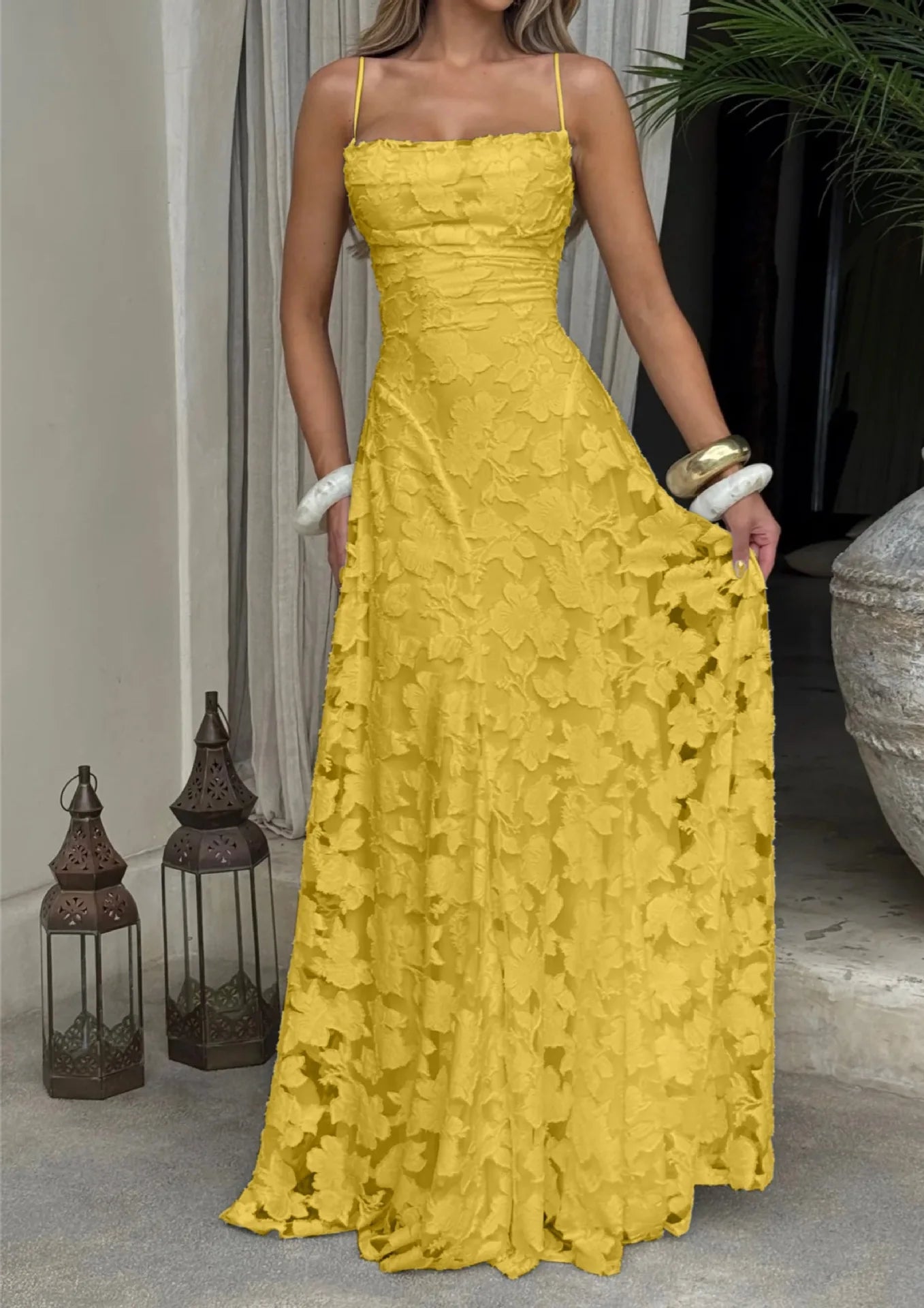 Robe longue femme bretelles fines motif floral – Image 7