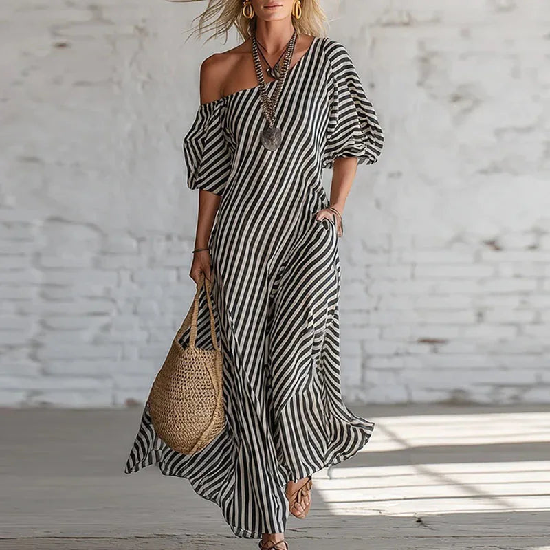 Robe femme rayée coupe fluide tissu respirant – Image 6