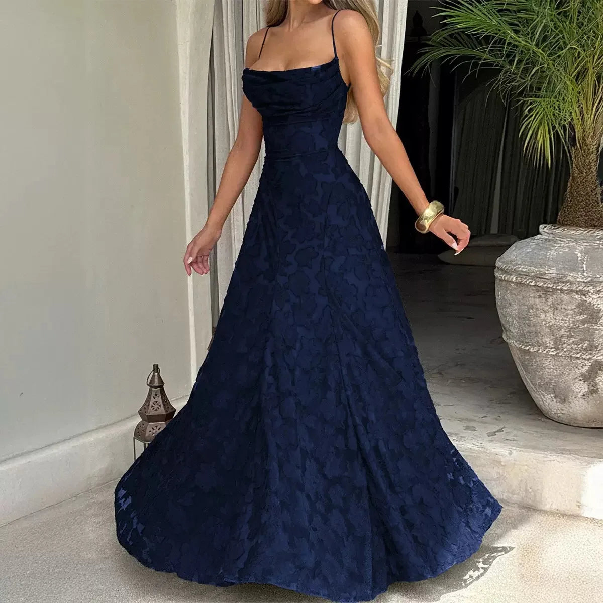 Robe longue femme bretelles fines motif floral – Image 9