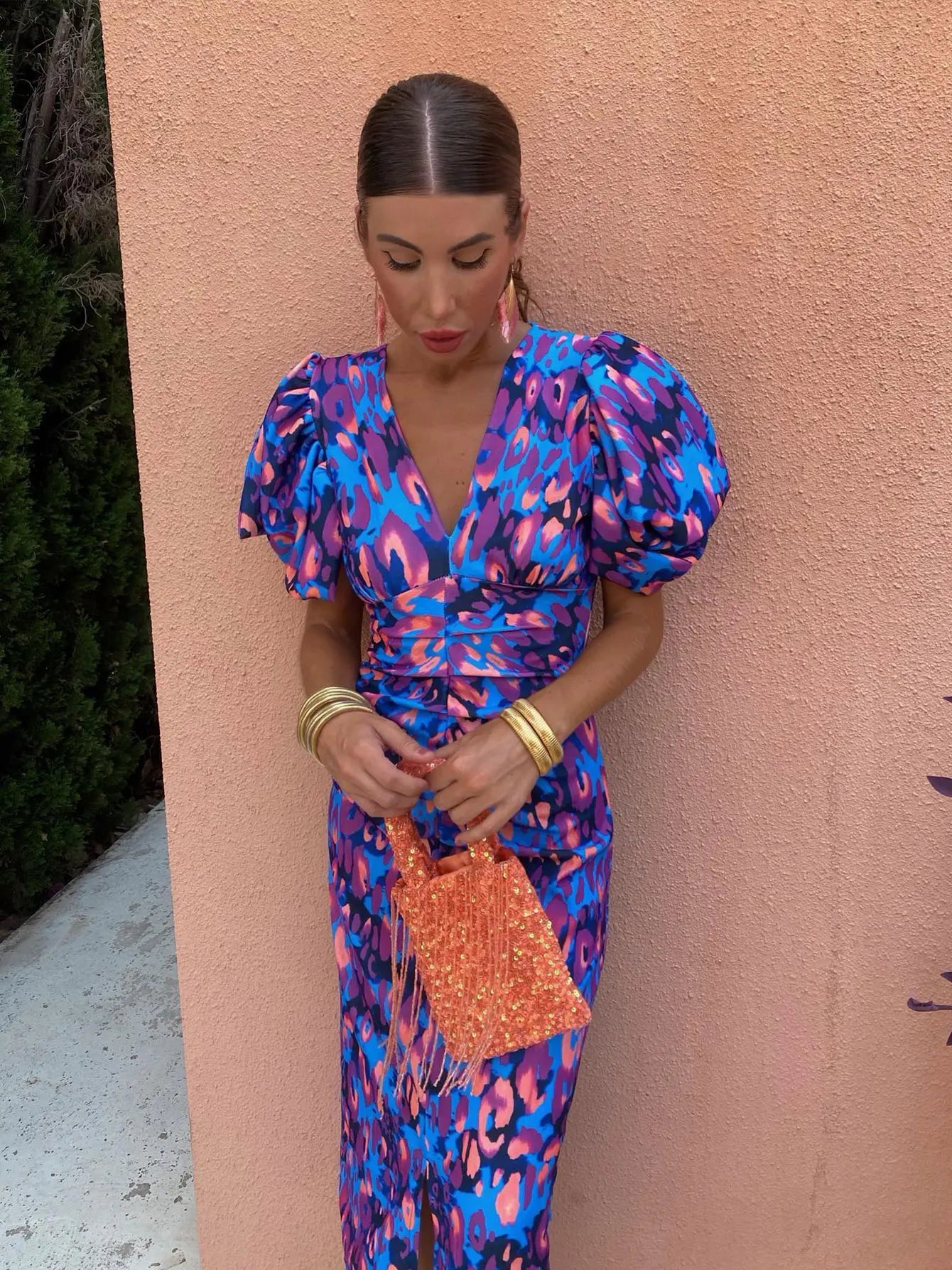 Robe femme fluide décolleté V manches bouffantes – Image 6