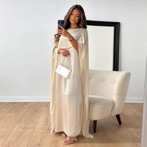 Robe de Soirée Femme Satin Fluide Décolleté Raffiné