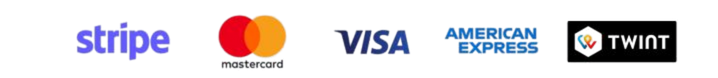 Stripe, Mastercard, Visa, American Express, TWINT