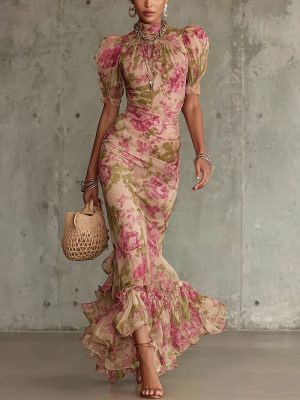 Robe femme fluide imprimé artistique bohème
