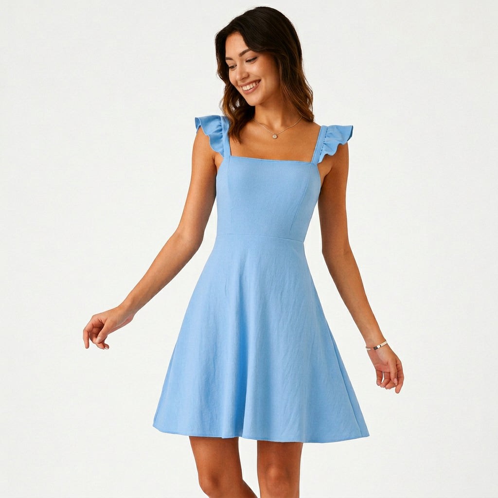 Robe femme mini coupe évasée tissu léger – Image 2