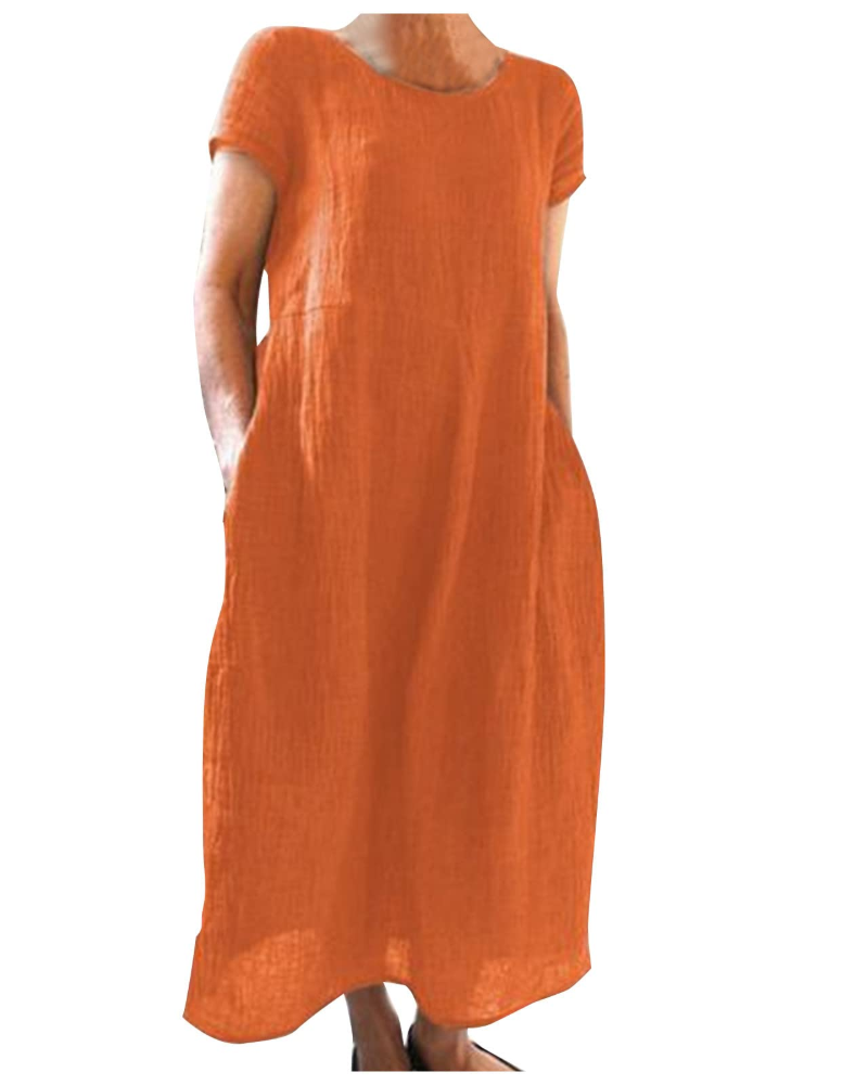 Robe femme coton lin respirante coupe ample été – Image 2