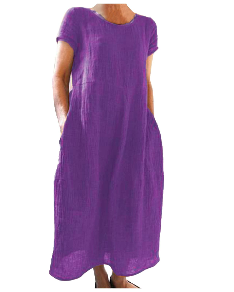 Robe femme coton lin respirante coupe ample été – Image 9