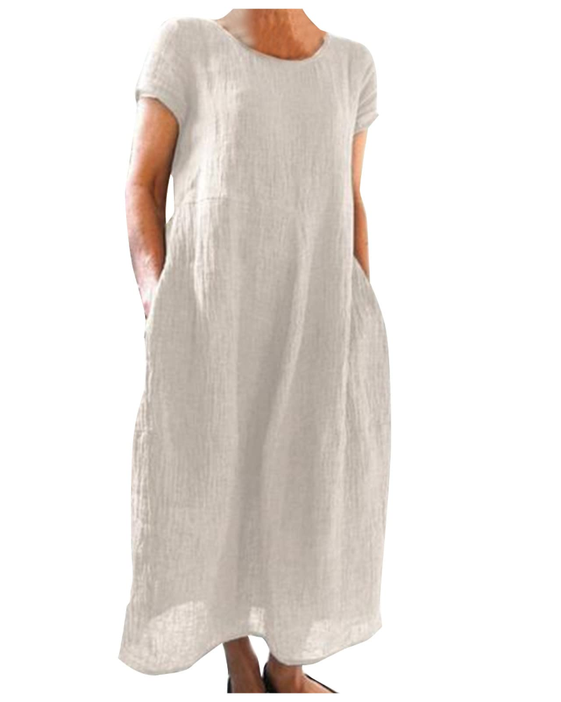 Robe femme coton lin respirante coupe ample été – Image 3