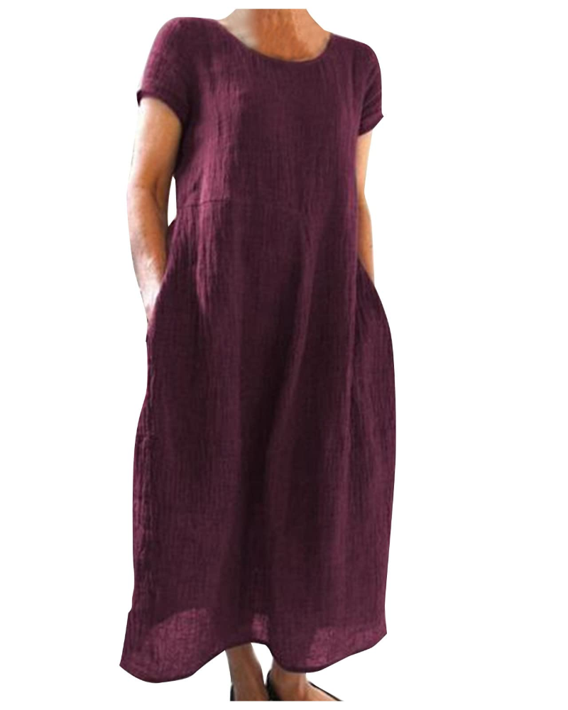 Robe femme coton lin respirante coupe ample été – Image 4