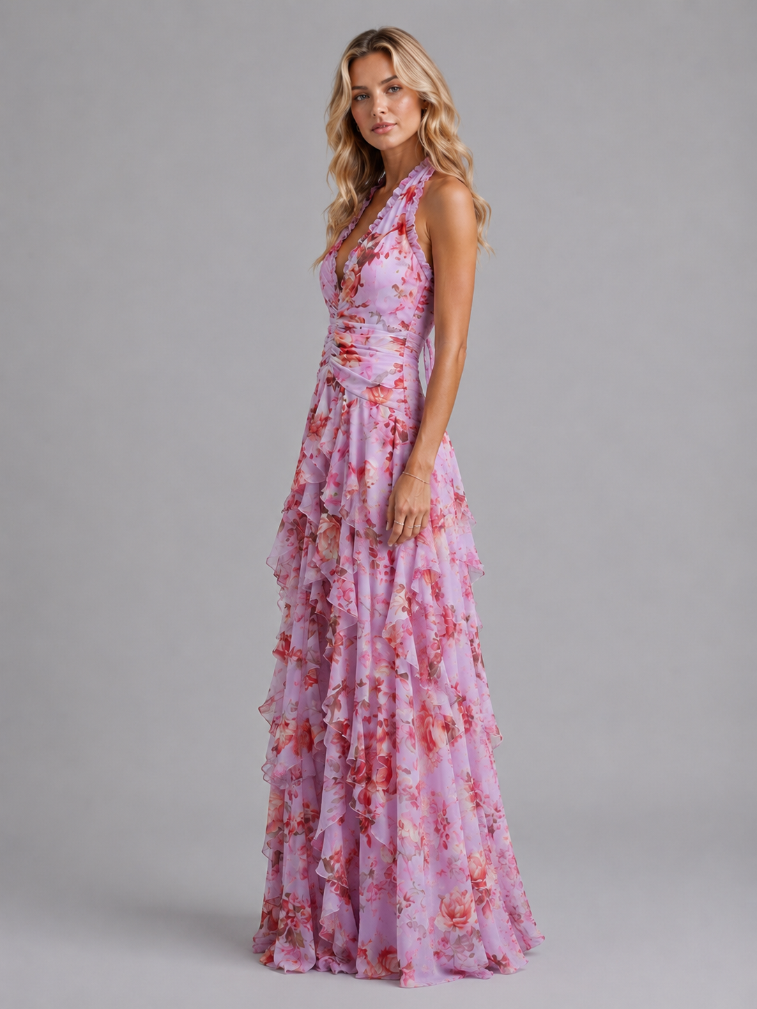 Robe femme taille froncée fluide tissu respirant – Image 5