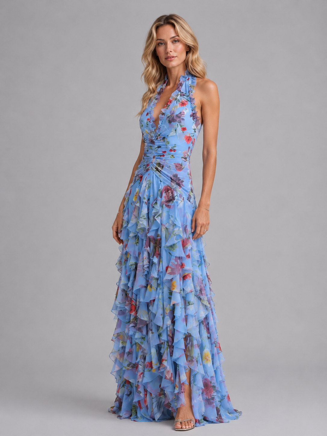 Robe femme taille froncée fluide tissu respirant – Image 6