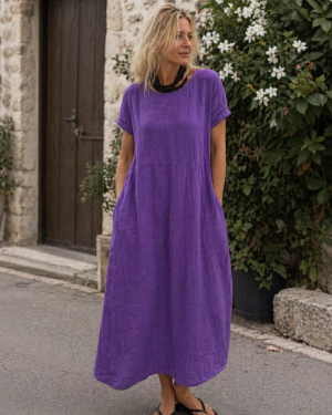 Robe femme coton lin respirante coupe ample été