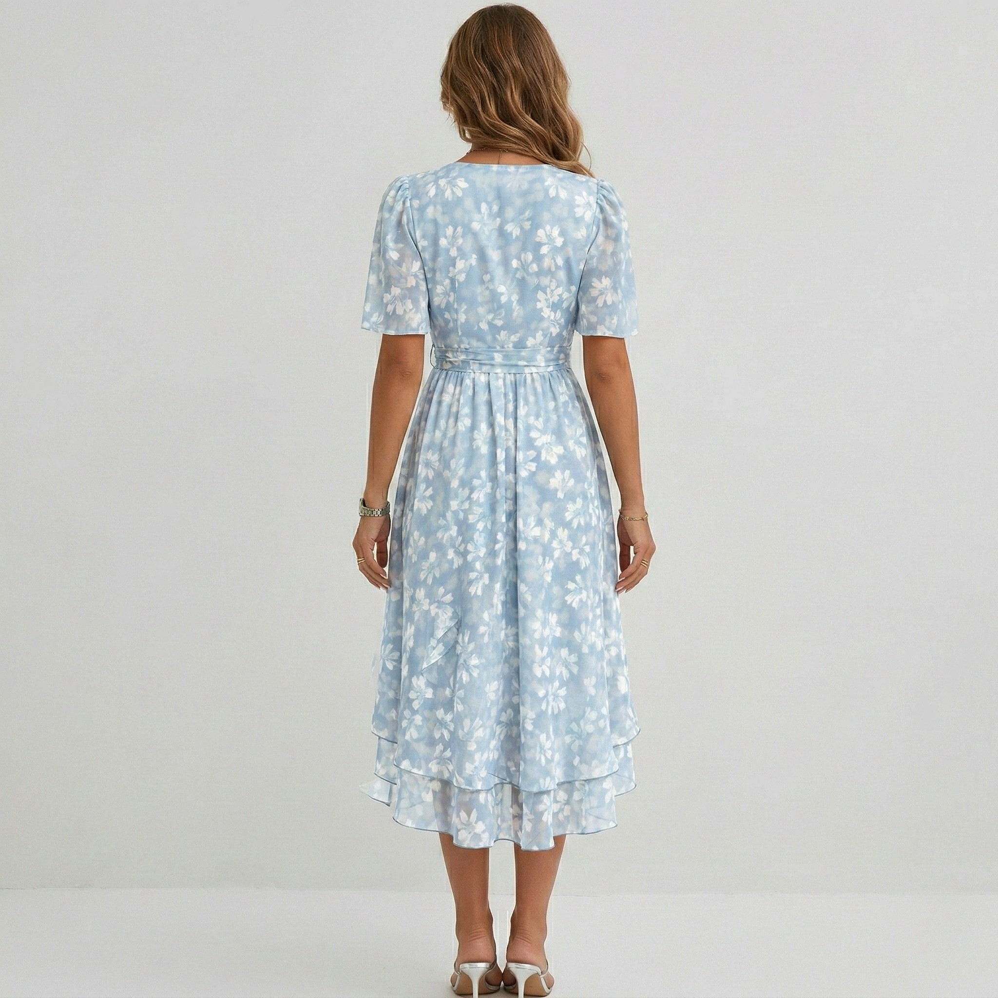 Robe femme cache-cœur fluide estivale imprimée – Image 9