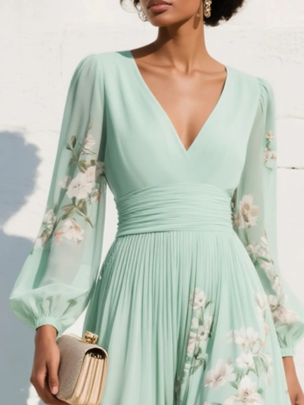 Robe femme mousseline légère taille froncée élégante – Image 4