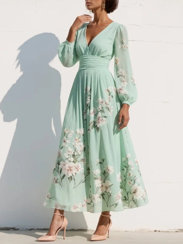 Robe femme mousseline légère taille froncée élégante – Image 2