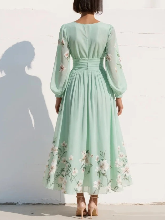 Robe femme mousseline légère taille froncée élégante – Image 3