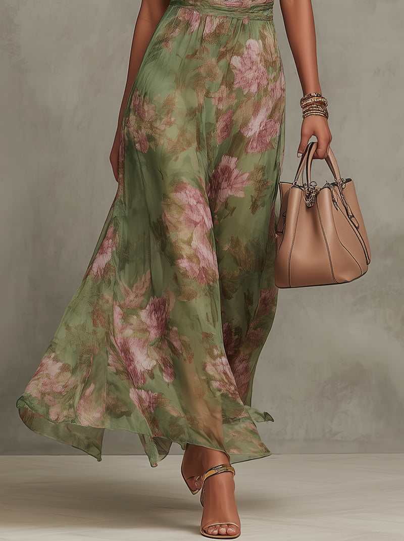 Robe femme longue sans manches coupe ajustée florale – Image 4