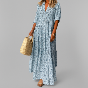 Robe femme fluide manches 3/4 longue été