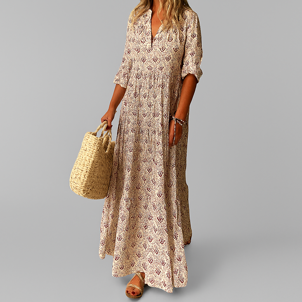 Robe femme fluide manches 3/4 longue été – Image 2