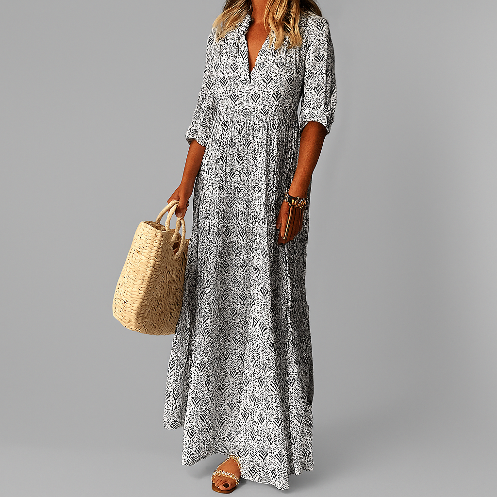 Robe femme fluide manches 3/4 longue été – Image 3