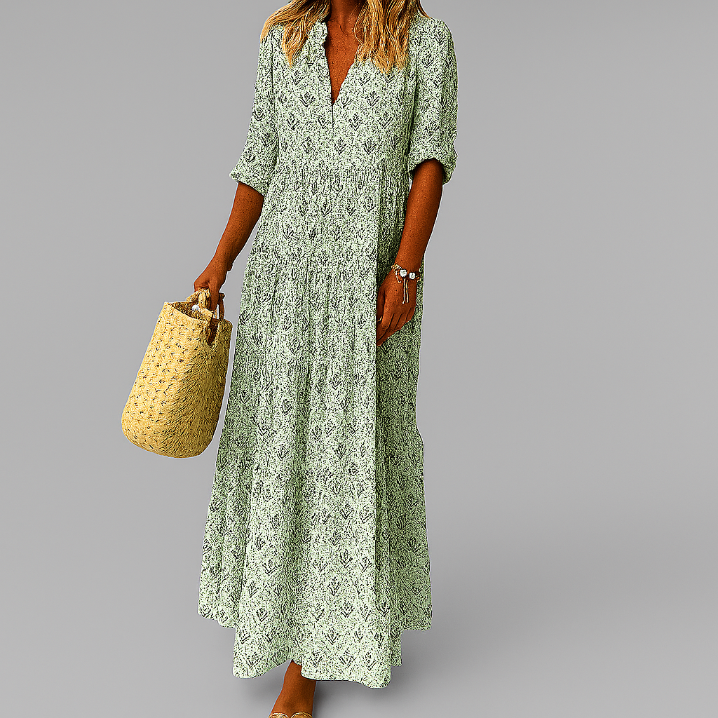 Robe femme fluide manches 3/4 longue été – Image 4