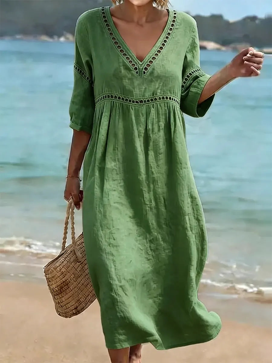 Robe femme coton respirant poches latérales