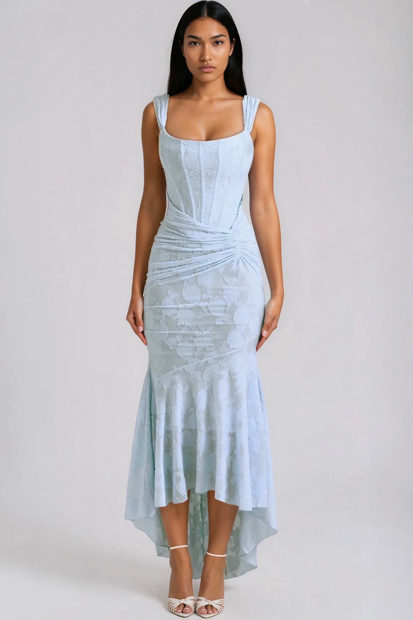 Robe femme jersey léger fronces taille maxi – Image 2