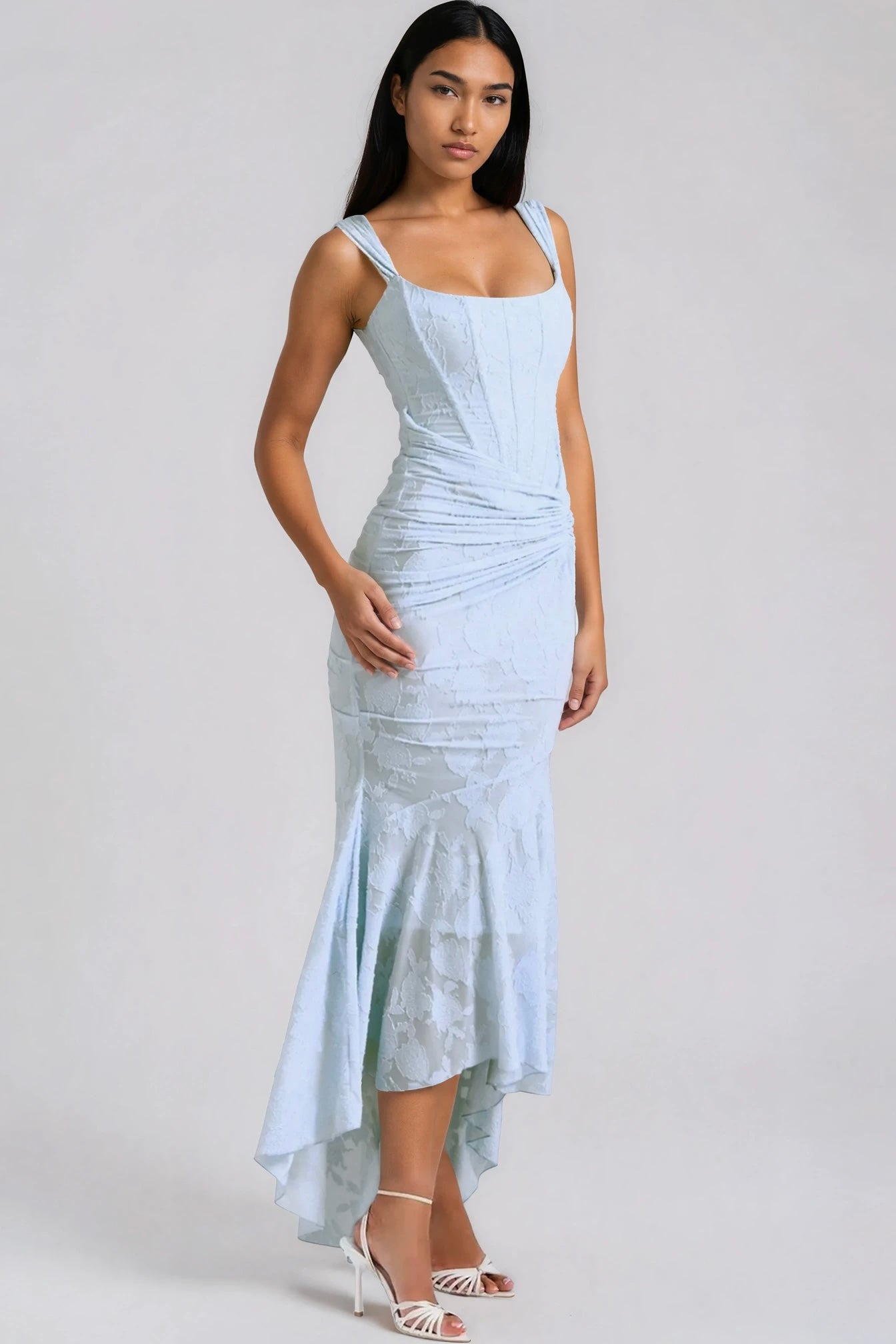 Robe femme jersey léger fronces taille maxi – Image 8