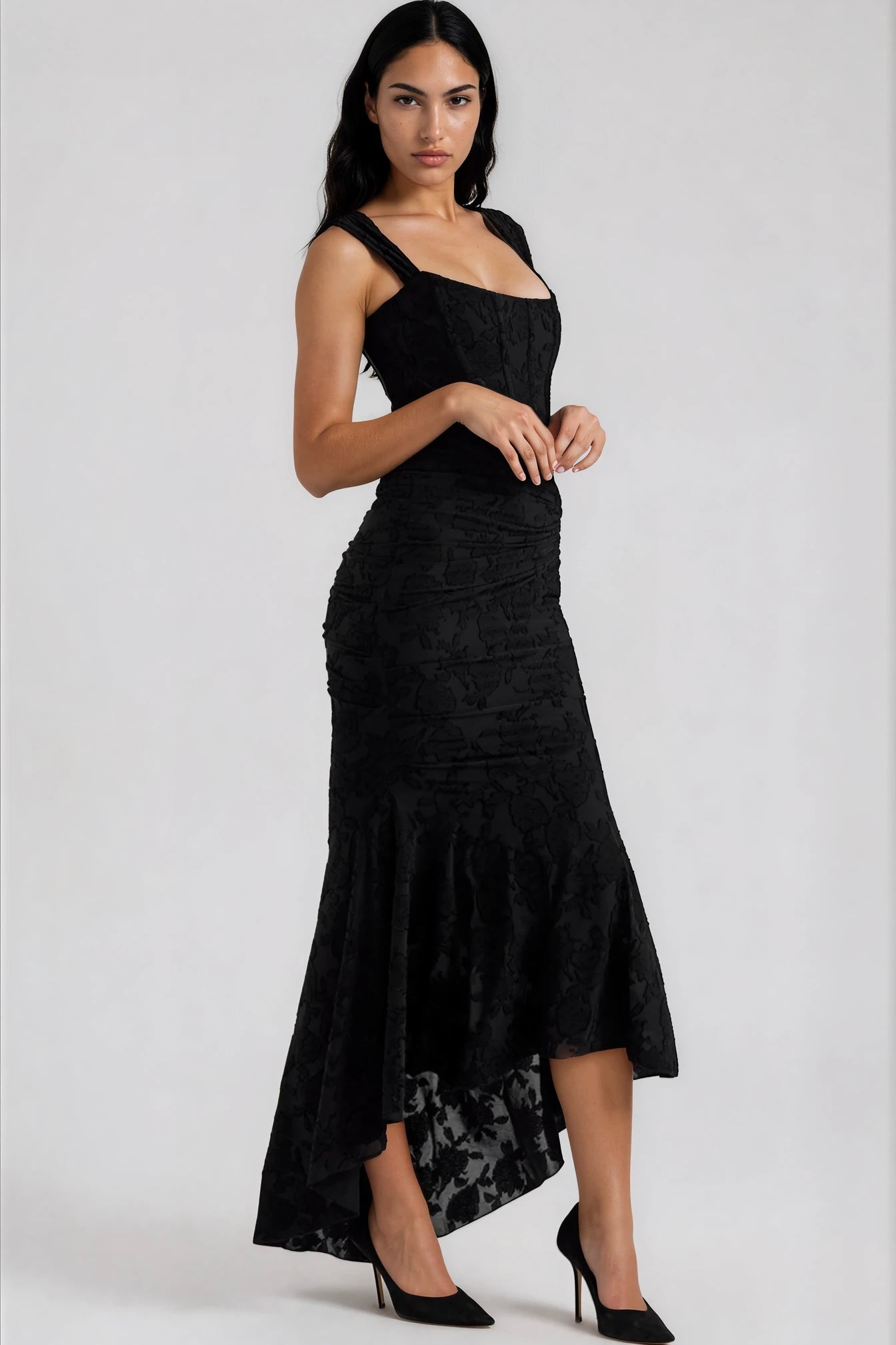 Robe femme jersey léger fronces taille maxi – Image 15
