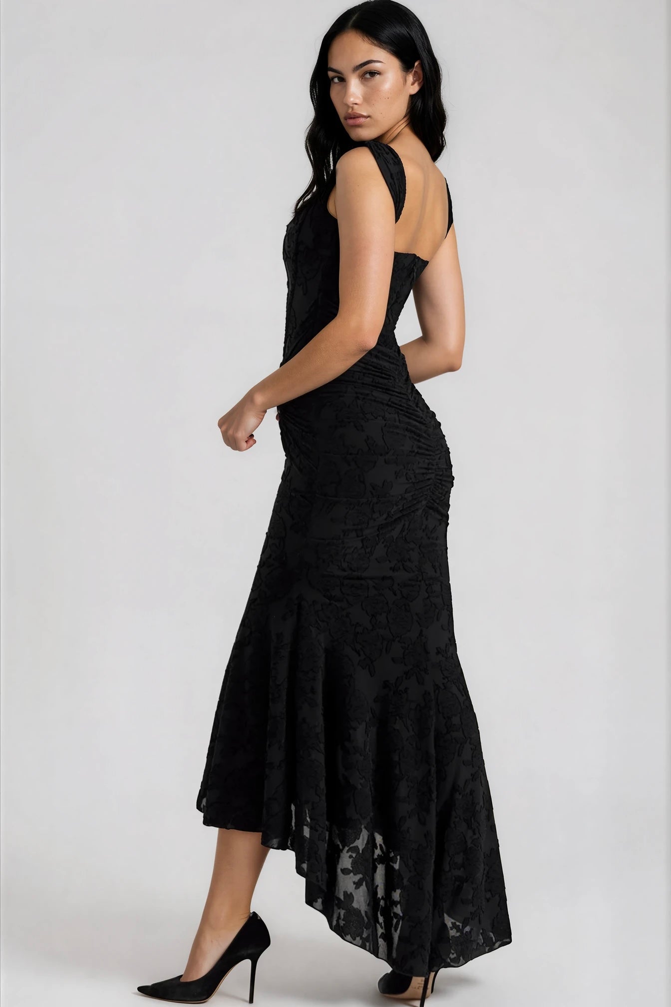 Robe femme jersey léger fronces taille maxi – Image 16