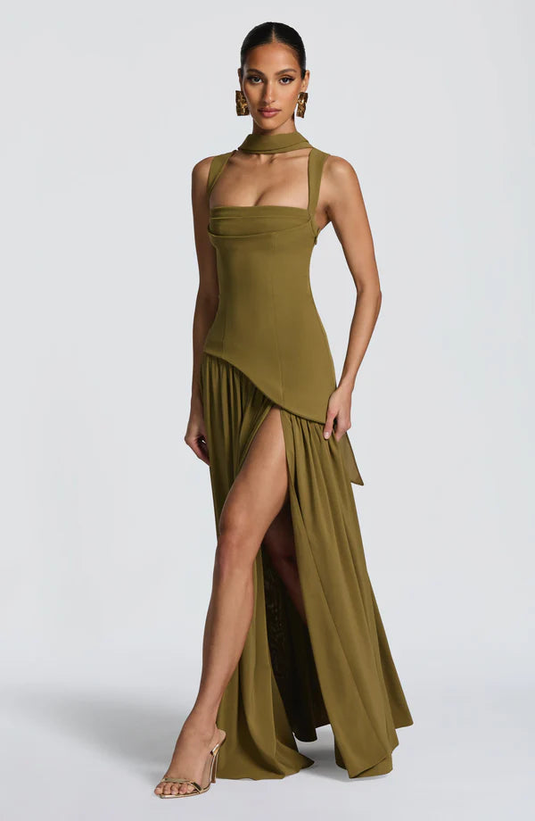 Robe femme moulante bustier fente haute élégante – Image 7