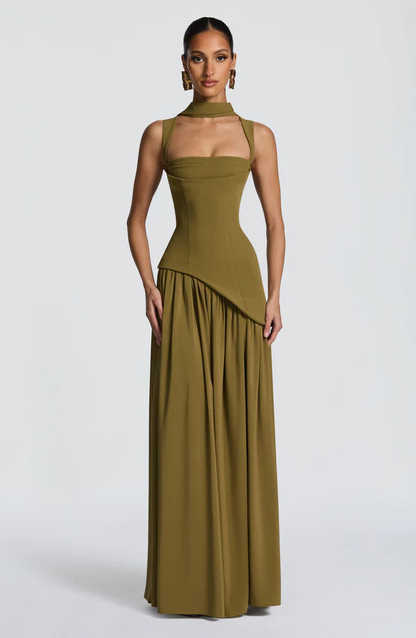 Robe femme moulante bustier fente haute élégante – Image 2