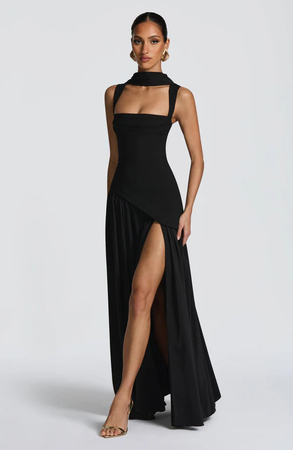 Robe femme moulante bustier fente haute élégante – Image 3