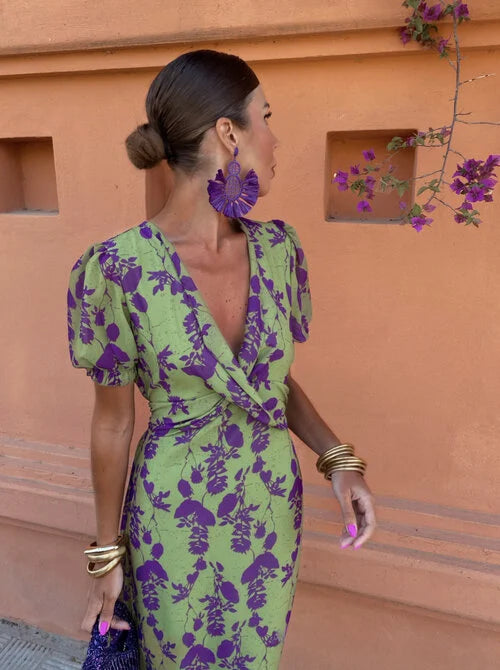 Robe femme fluide décolleté V manches bouffantes – Image 8