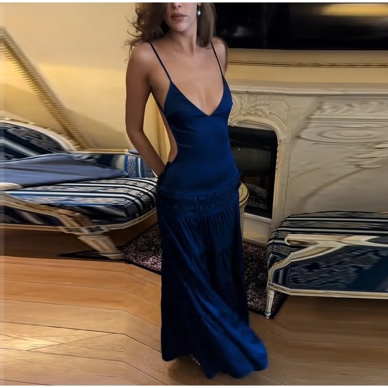 Robe femme soirée bretelles fines jupe étagée – Image 11