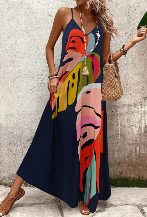 Robe femme longue imprimé tropical fluide – Image 3