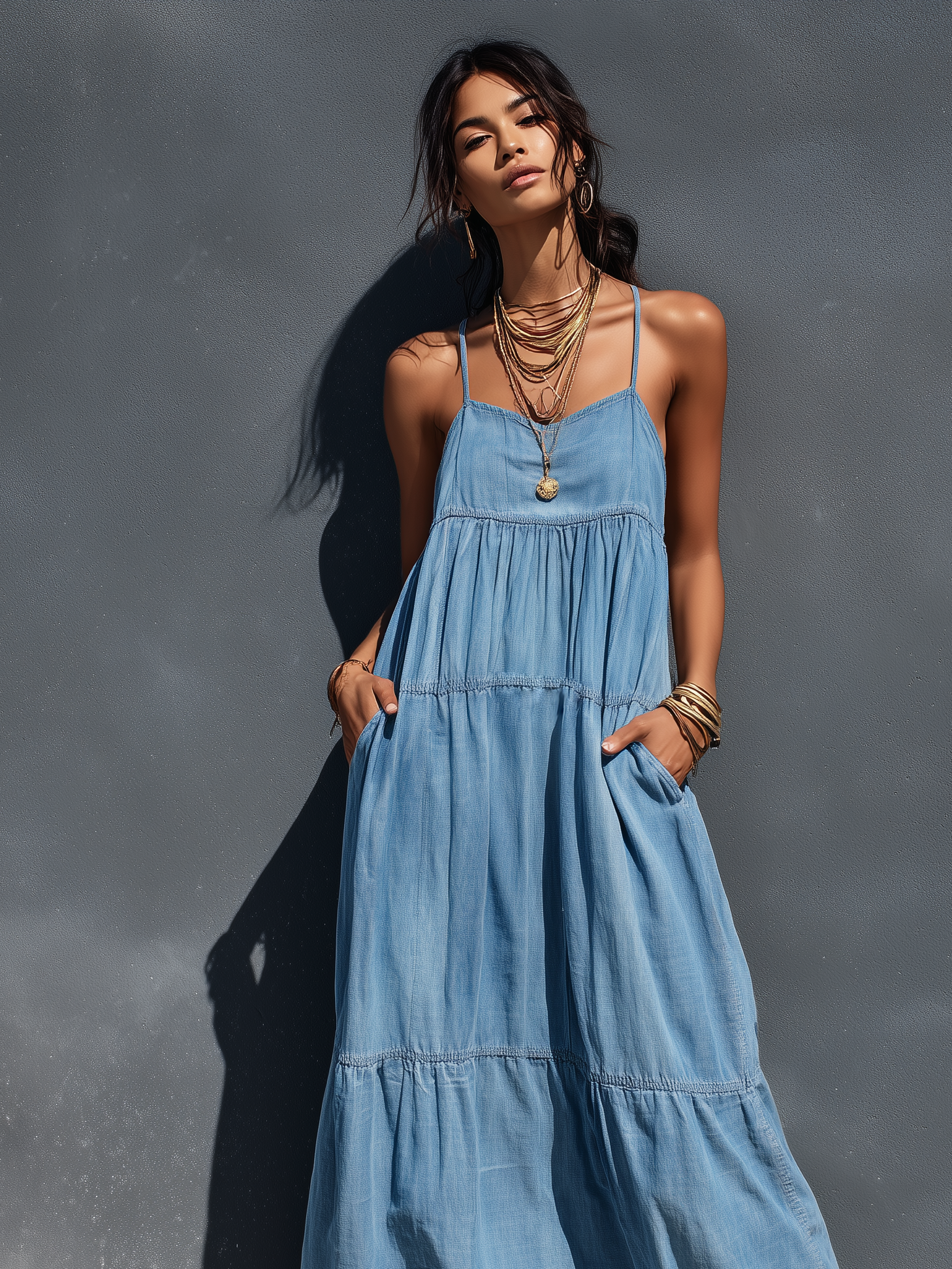 Robe femme denim stretch bretelles réglables confortable – Image 2