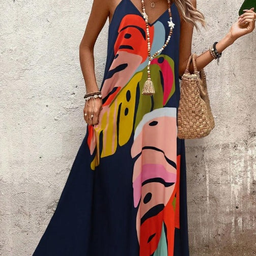 Robe femme longue imprimé tropical fluide – Image 2
