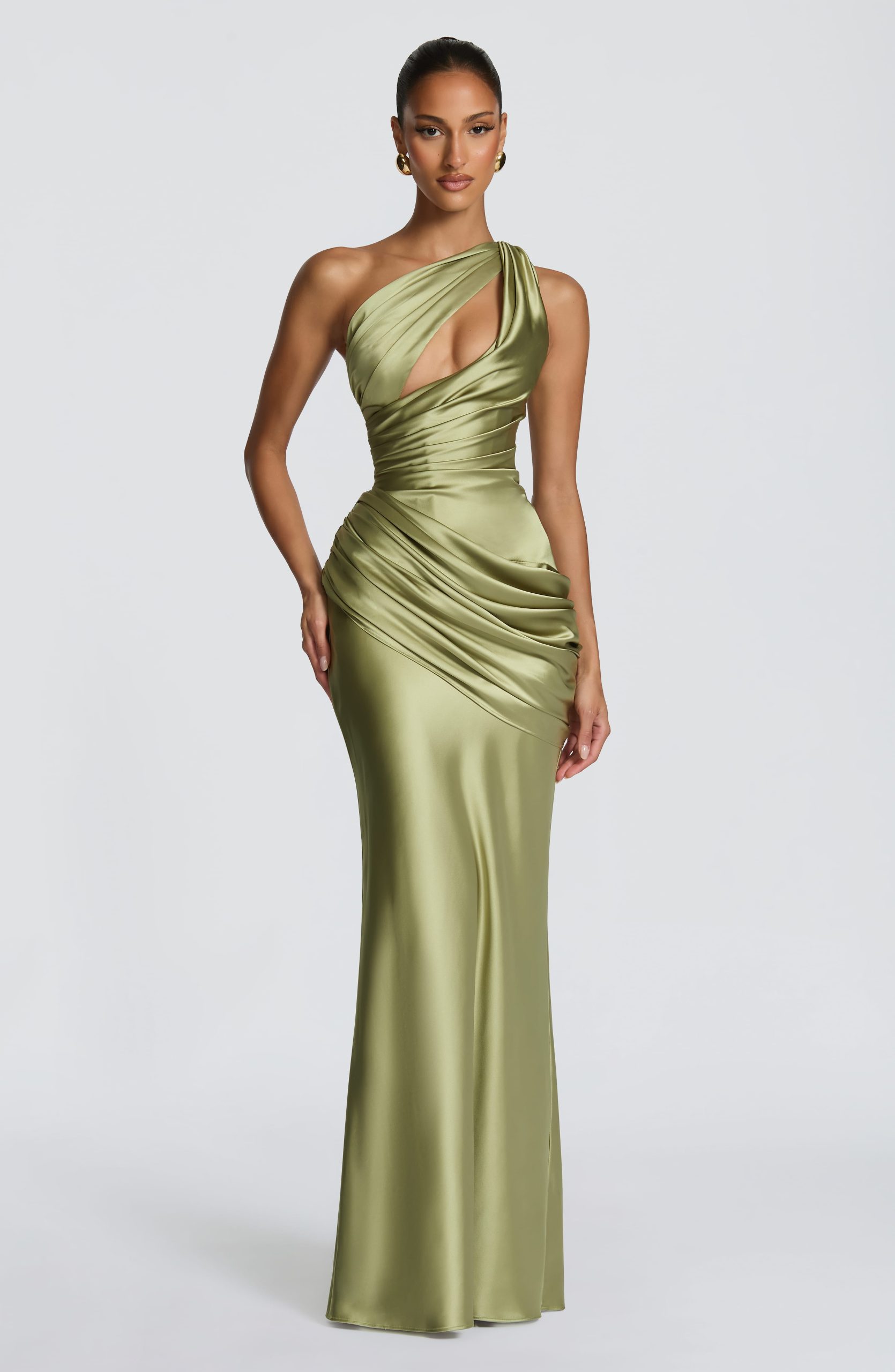 Robe femme satin asymétrique corset intégré