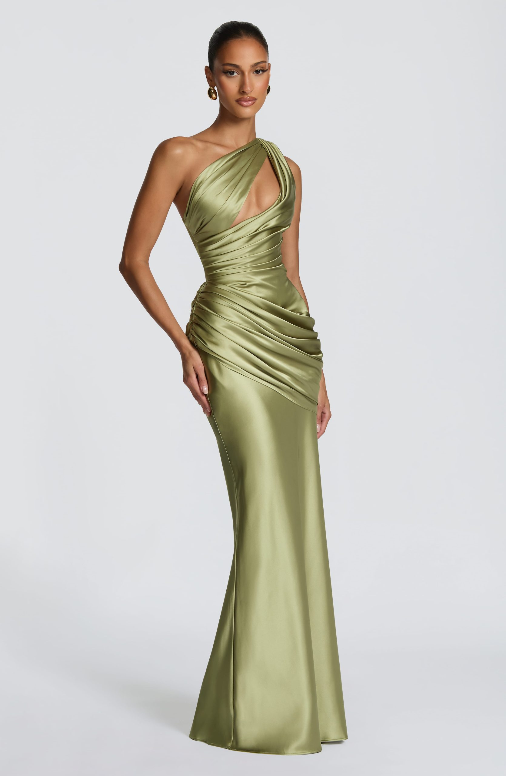 Robe femme satin asymétrique corset intégré – Image 3